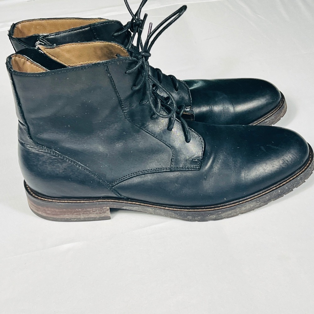 Aston Grey Marambio Mens Black Leather Side Zip Lace Up Combat Boots Size 10